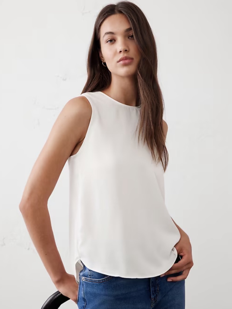 Bundle Of 4 Banana Republic Factory Sleeveless Tops Black White Olive Tan Size S